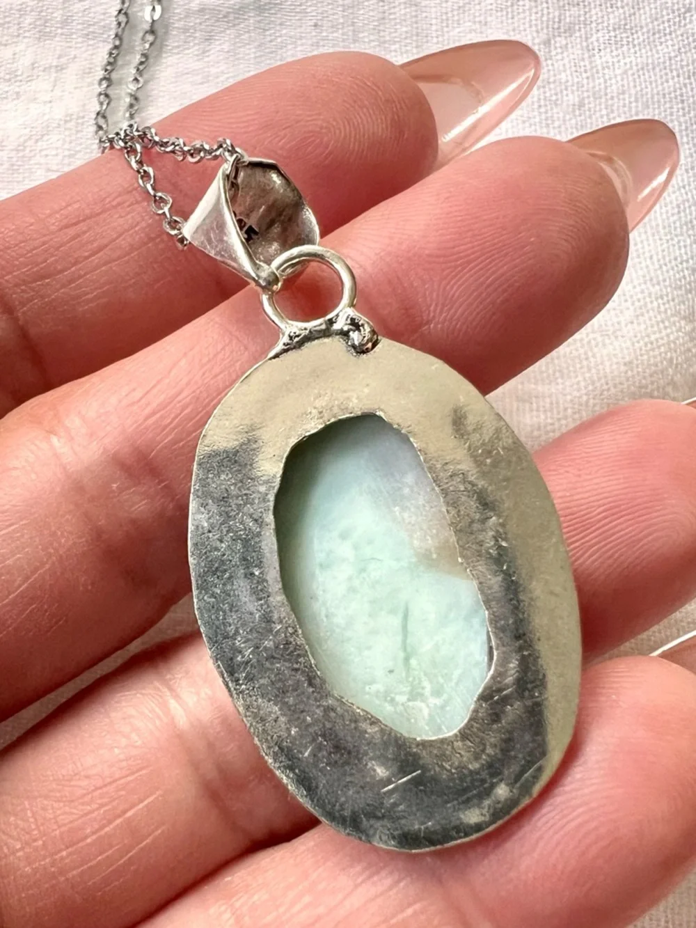 925 Sea Mist Caribbean Larimar Pendant Necklace